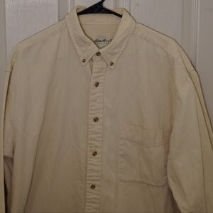 Eddie Bauer Cream Button-Down Cotton Shirt